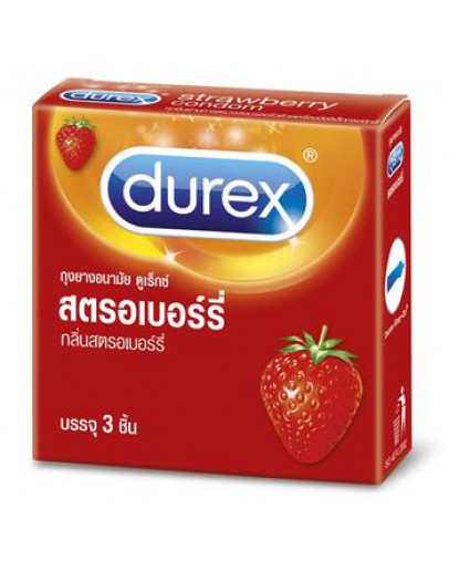 Durex Strawberry Condom box 3 pieces.